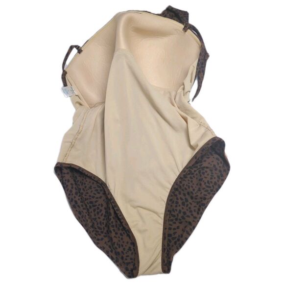 Kona Sol Swimsuit X-Large One-piece Leopard Animal Print Built In Bra XL Brown - Picture 5 of 9